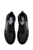 Erkek Siyah Bağcıklı Deri Sneaker | Derimod