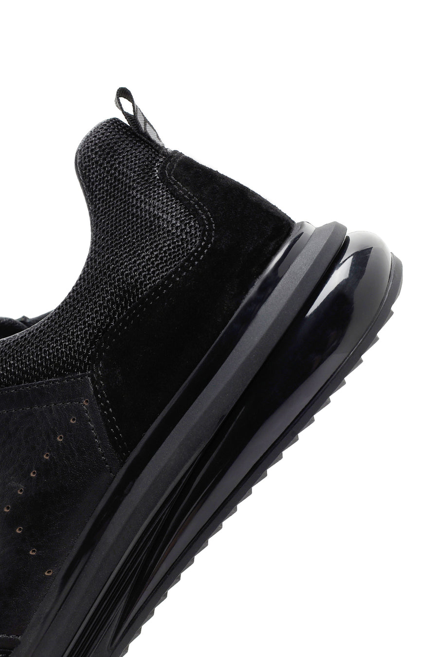 Erkek Siyah Bağcıklı Deri Sneaker