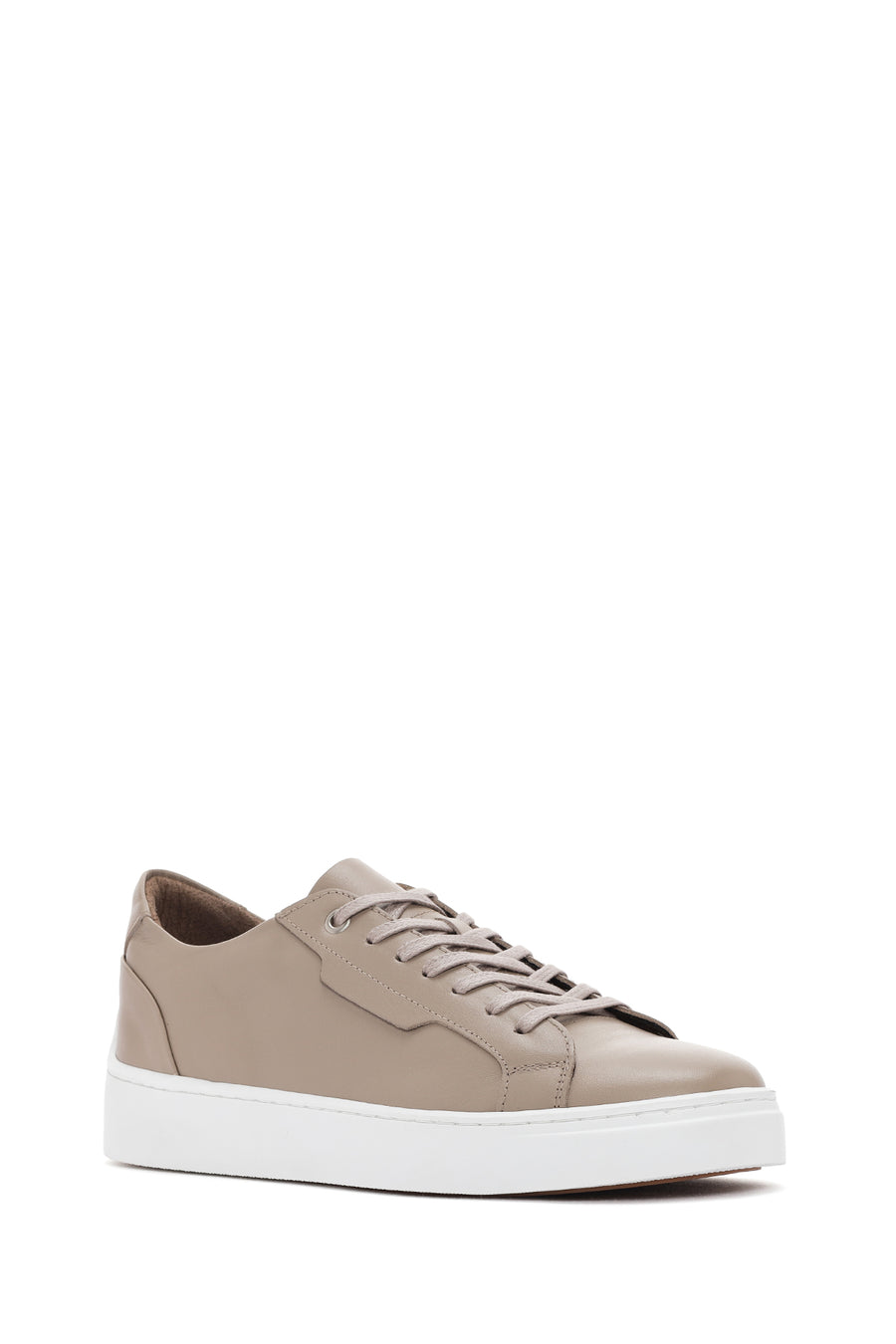 Erkek Bej Bağcıklı Deri Sneaker