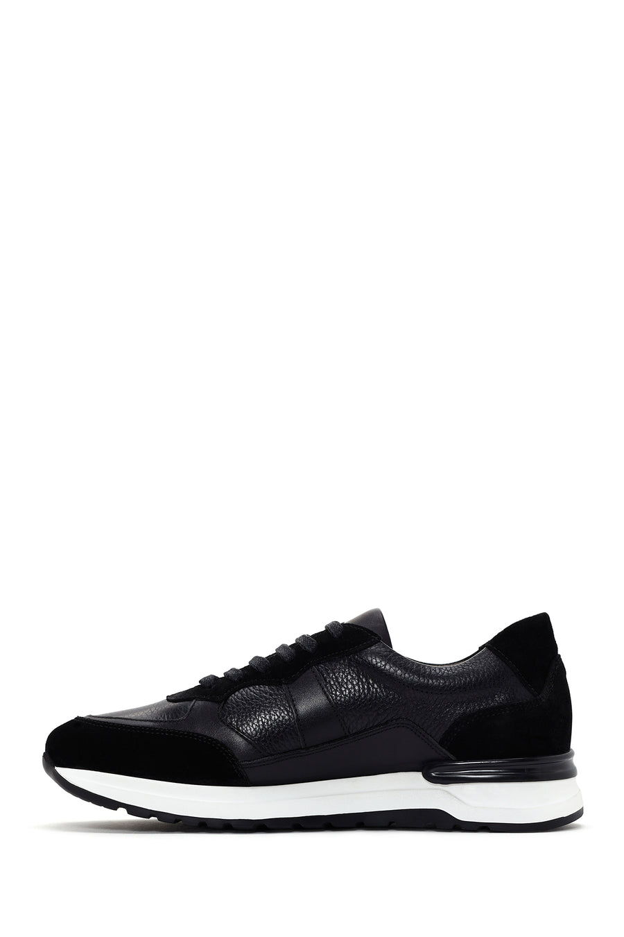 Men's Black Lace-Up Leather Casual Sneaker