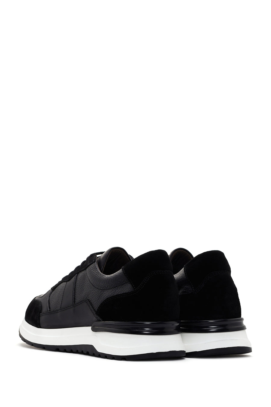 Men's Black Lace-Up Leather Casual Sneaker