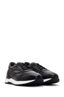 Men's Black Thick Soled Leather Sneaker | Derimod