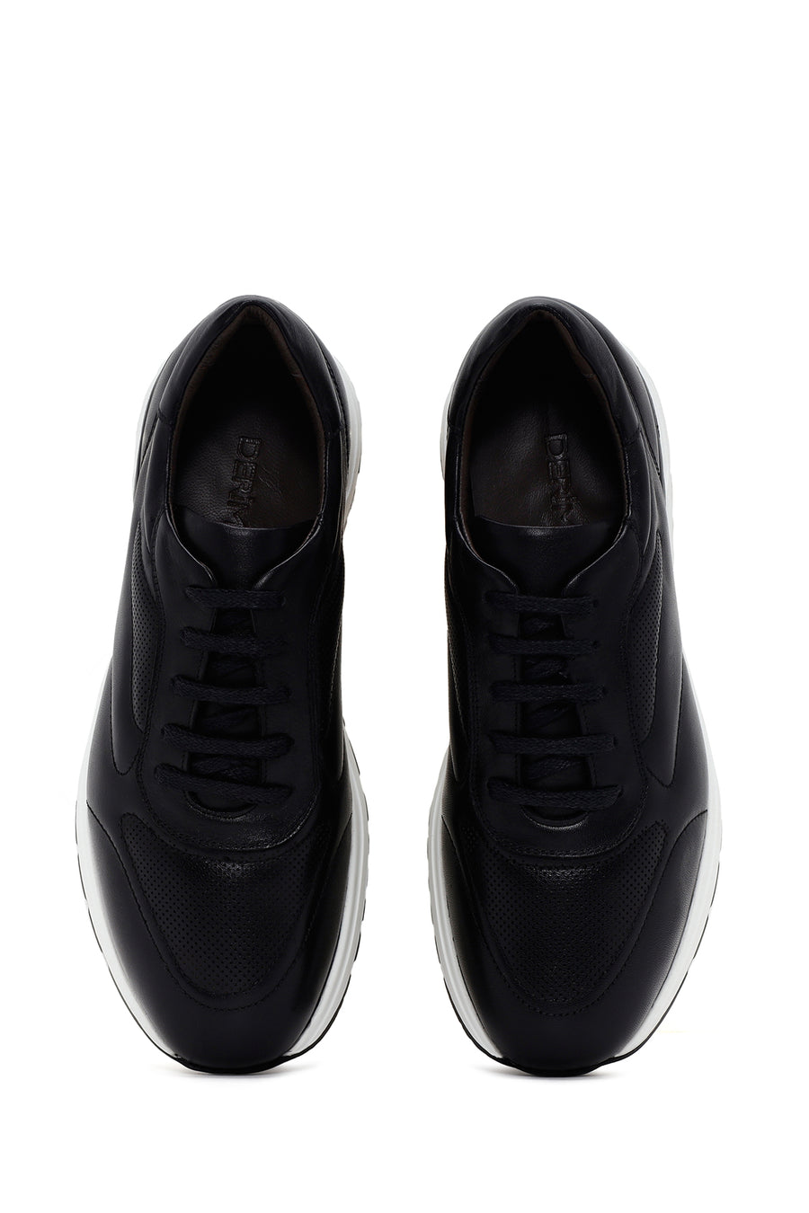 Men's Black Thick Soled Leather Sneaker