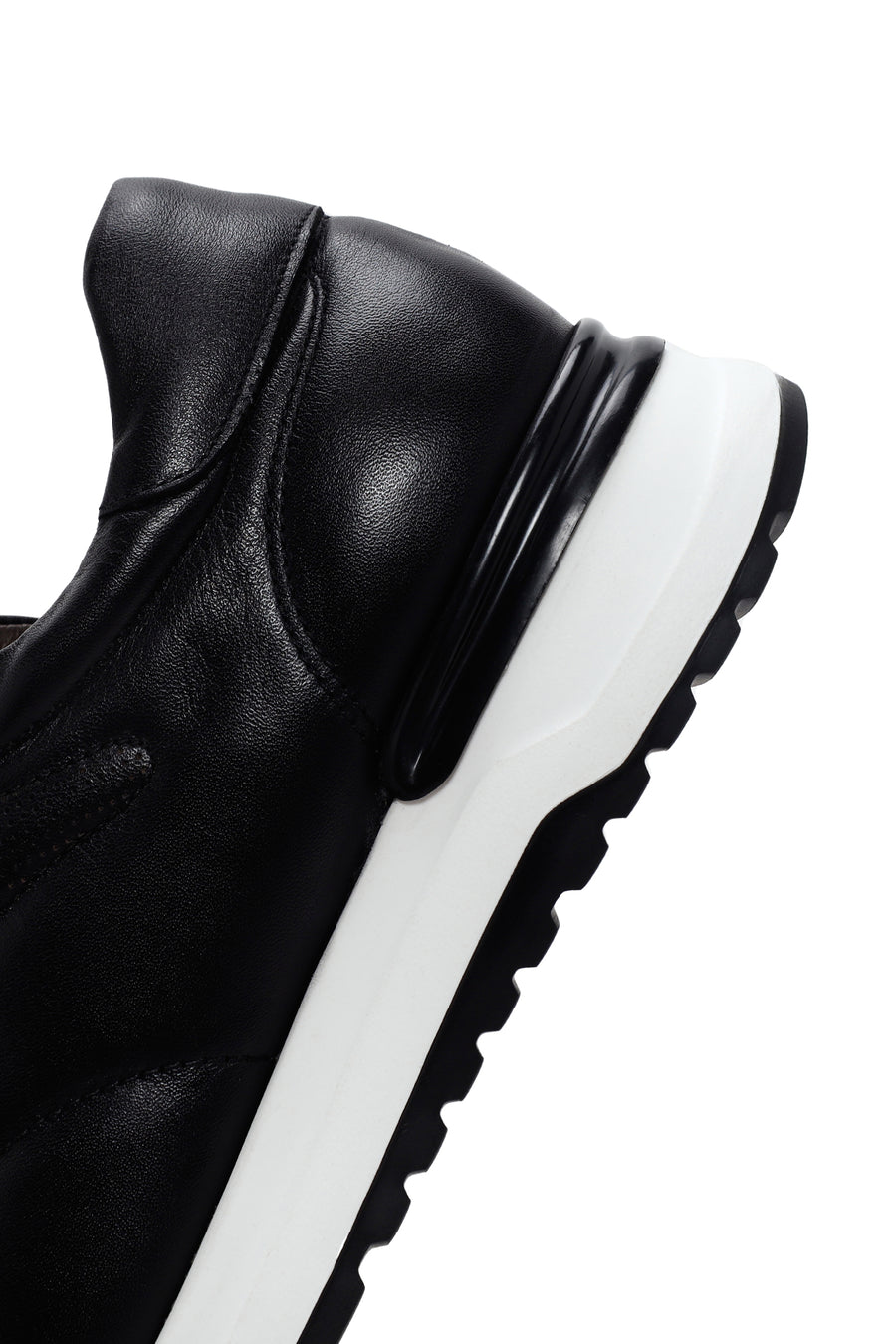 Men's Black Thick Soled Leather Sneaker