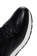 Men's Black Thick Soled Leather Sneaker | Derimod