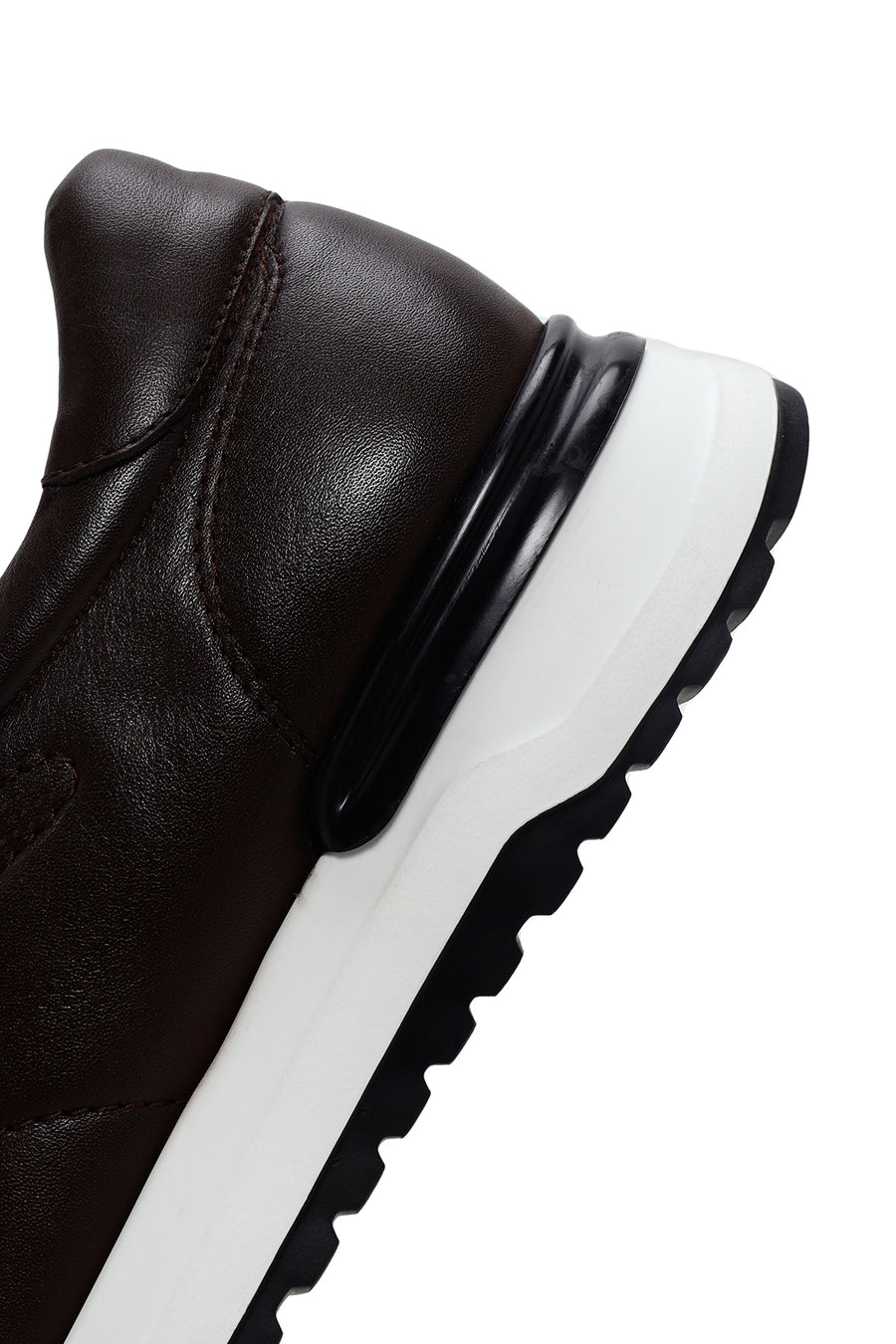 Erkek Kahverengi Kalın Tabanlı Deri Sneaker