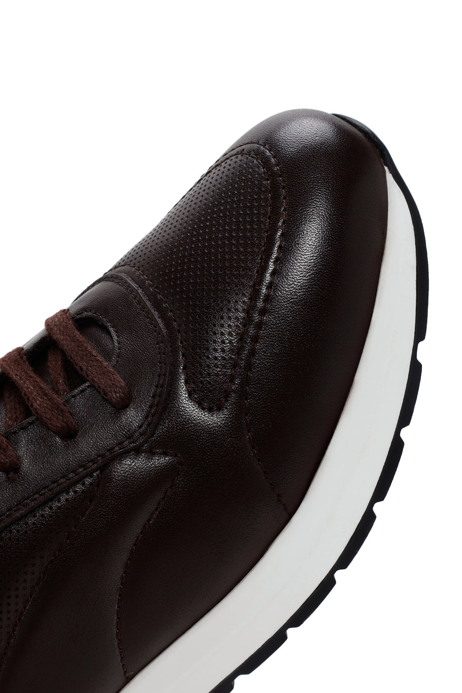 Erkek Kahverengi Kalın Tabanlı Deri Sneaker