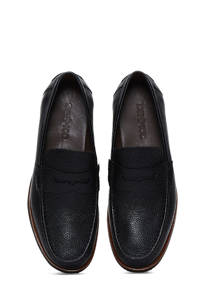 Men's Black Leather Casual Loafer