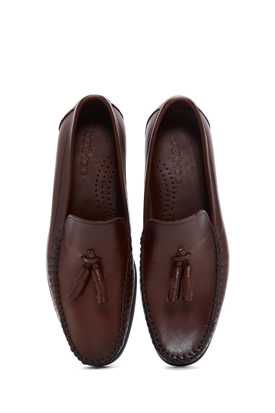 Erkek Kahverengi Püsküllü Deri Casual Loafer