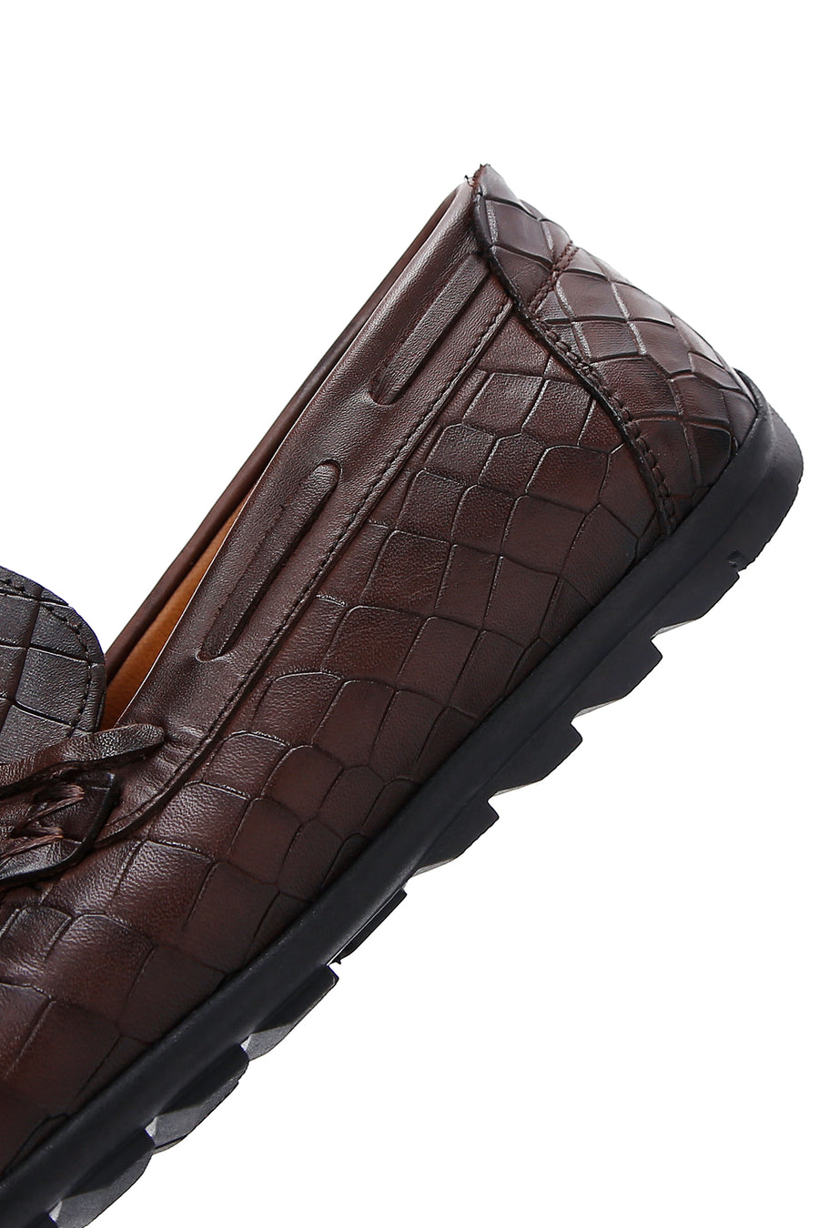 Erkek Kahverengi Kroko Desenli Deri Casual Loafer