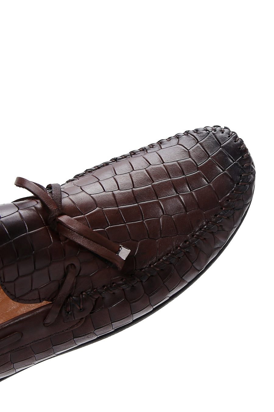 Erkek Kahverengi Kroko Desenli Deri Casual Loafer