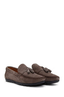 Erkek Vizon Püsküllü Süet Deri Casual Loafer | Derimod