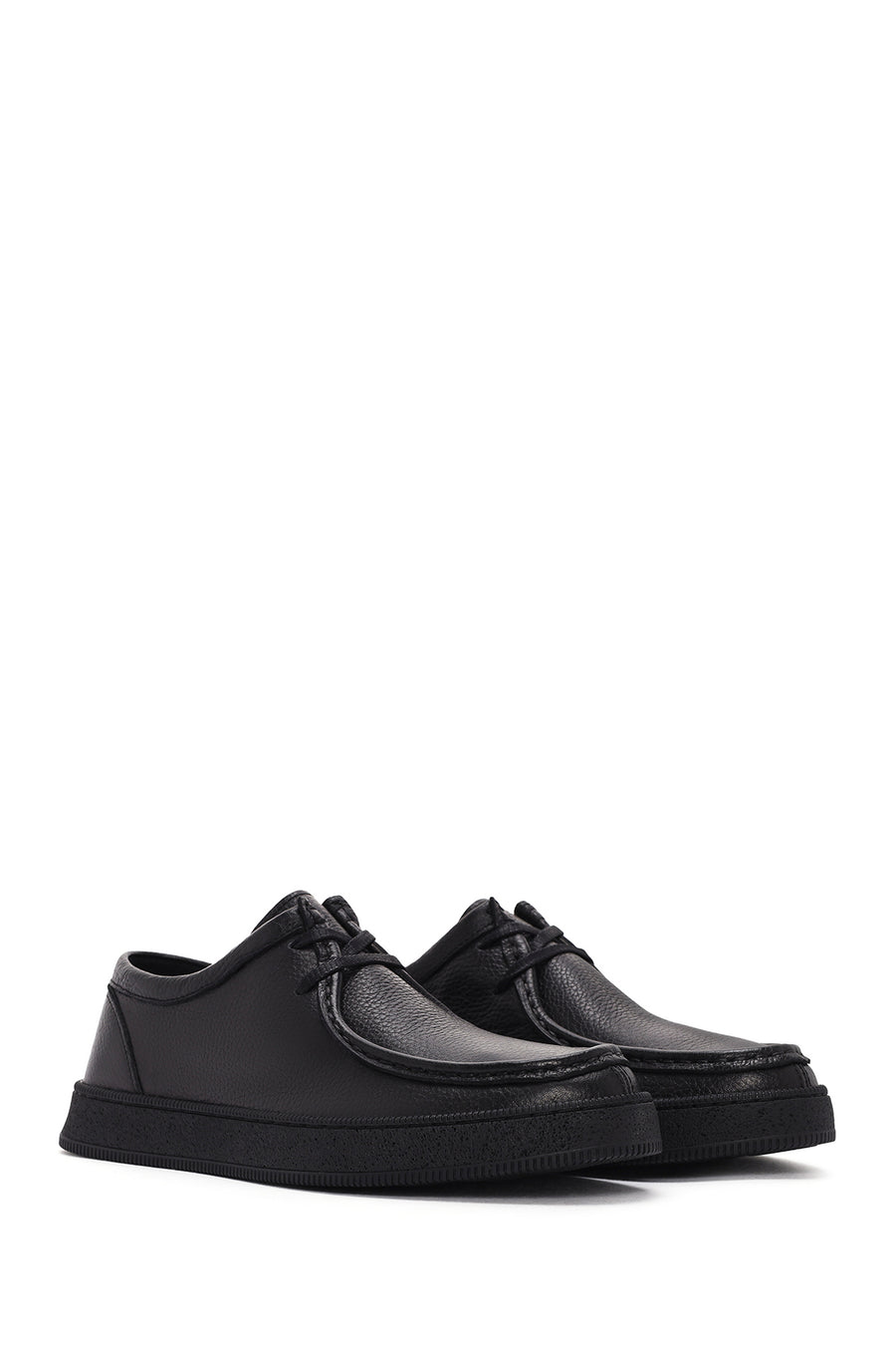 Men's Black Lace-up Leather Casual Shoes