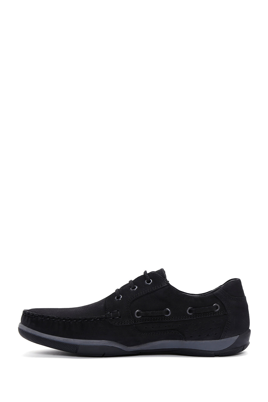 Men's Black Lace-Up Nubuck Leather Casual Shoes