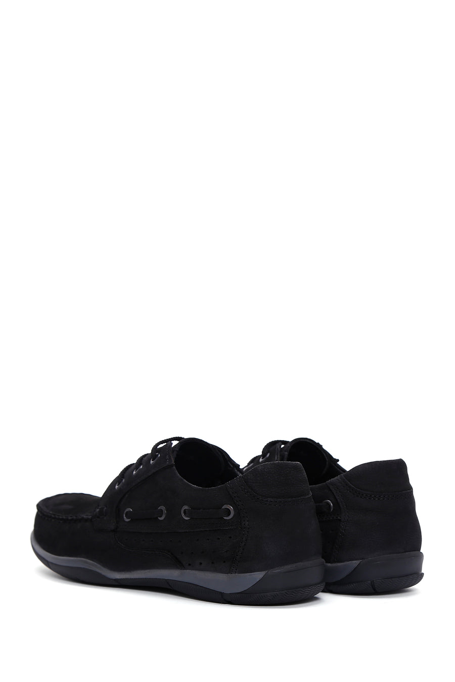 Men's Black Lace-Up Nubuck Leather Casual Shoes