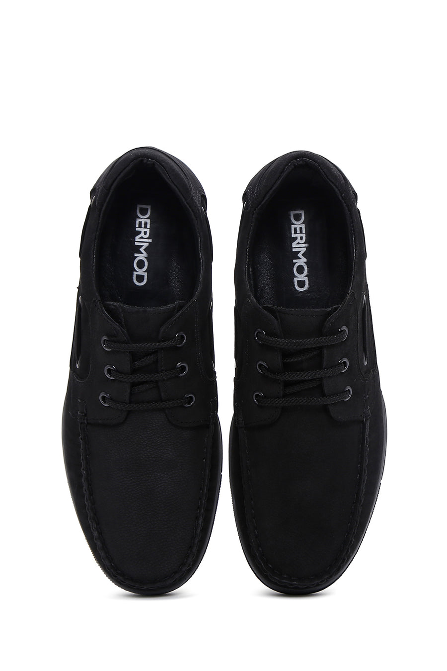 Men's Black Lace-Up Nubuck Leather Casual Shoes