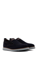 Men's Navy Blue Nubuck Leather Casual Loafer | Derimod