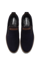 Men's Navy Blue Nubuck Leather Casual Loafer | Derimod