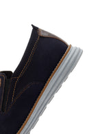 Men's Navy Blue Nubuck Leather Casual Loafer | Derimod