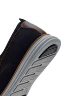 Men's Navy Blue Nubuck Leather Casual Loafer | Derimod