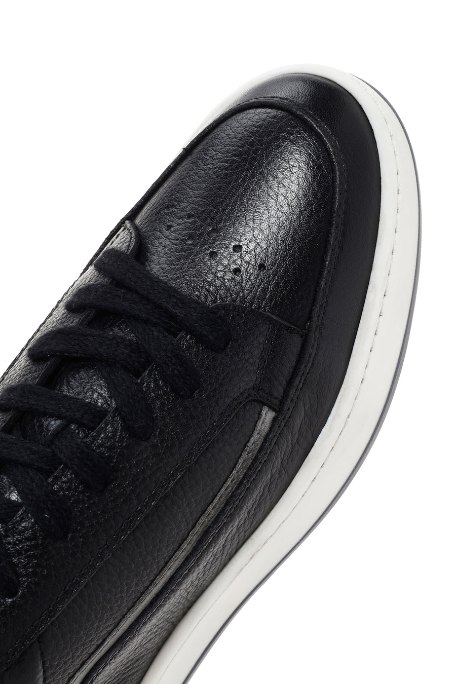 Erkek Siyah Bağcıklı Deri Sneaker