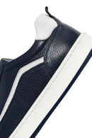 Erkek Lacivert Bağcıklı Deri Sneaker | Derimod
