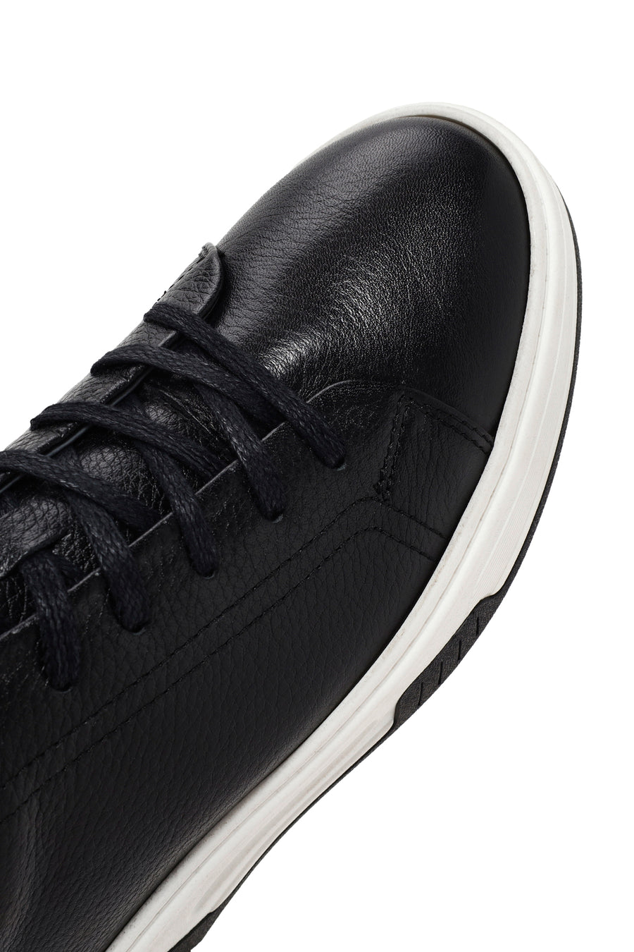 Erkek Siyah Bağcıklı Kalın Tabanlı Deri Sneaker