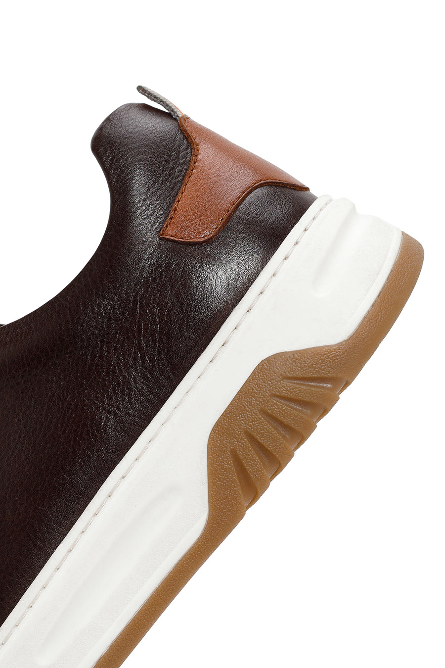 Erkek Kahverengi Bağcıklı Kalın Tabanlı Deri Sneaker