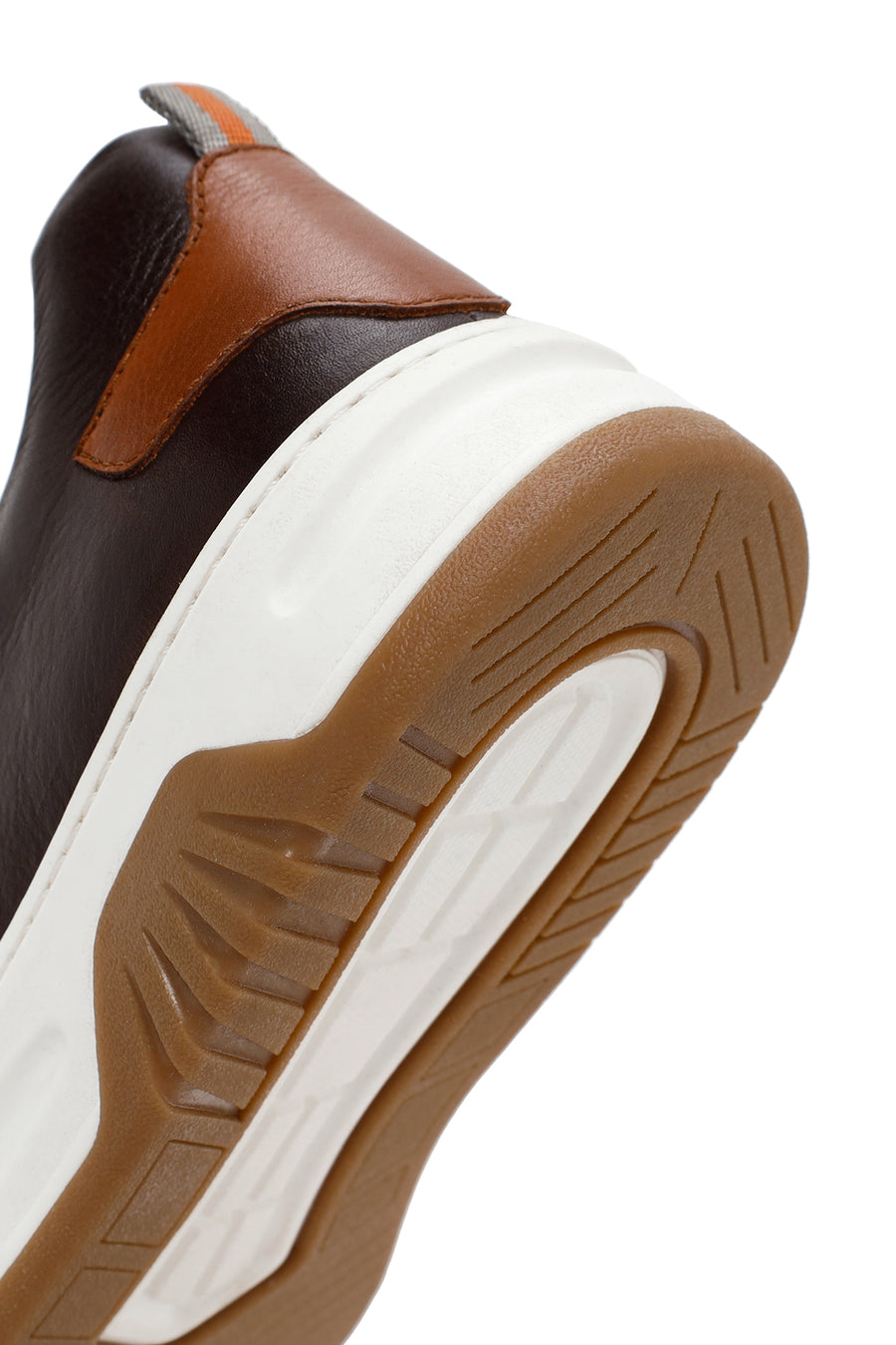 Erkek Kahverengi Bağcıklı Kalın Tabanlı Deri Sneaker