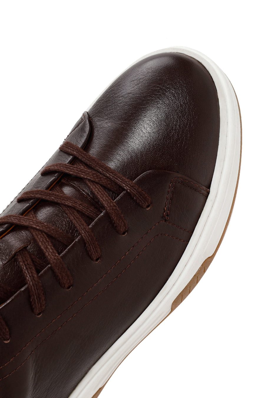 Erkek Kahverengi Bağcıklı Kalın Tabanlı Deri Sneaker