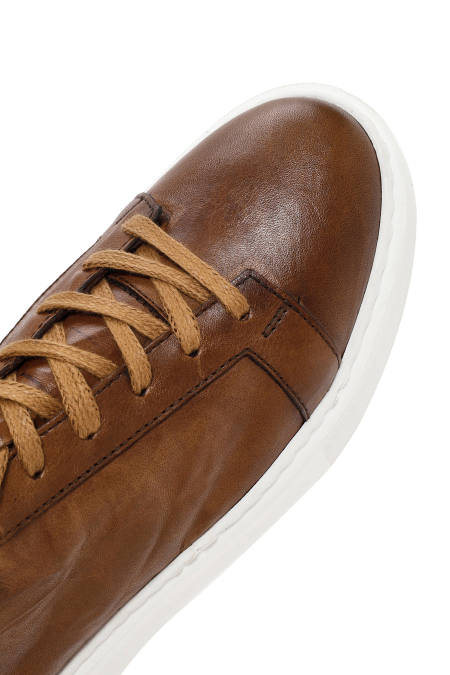 Erkek Taba Bağcıklı Kalın Tabanlı Deri Sneaker
