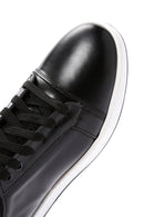 Erkek Siyah Bağcıklı Deri Sneaker | Derimod