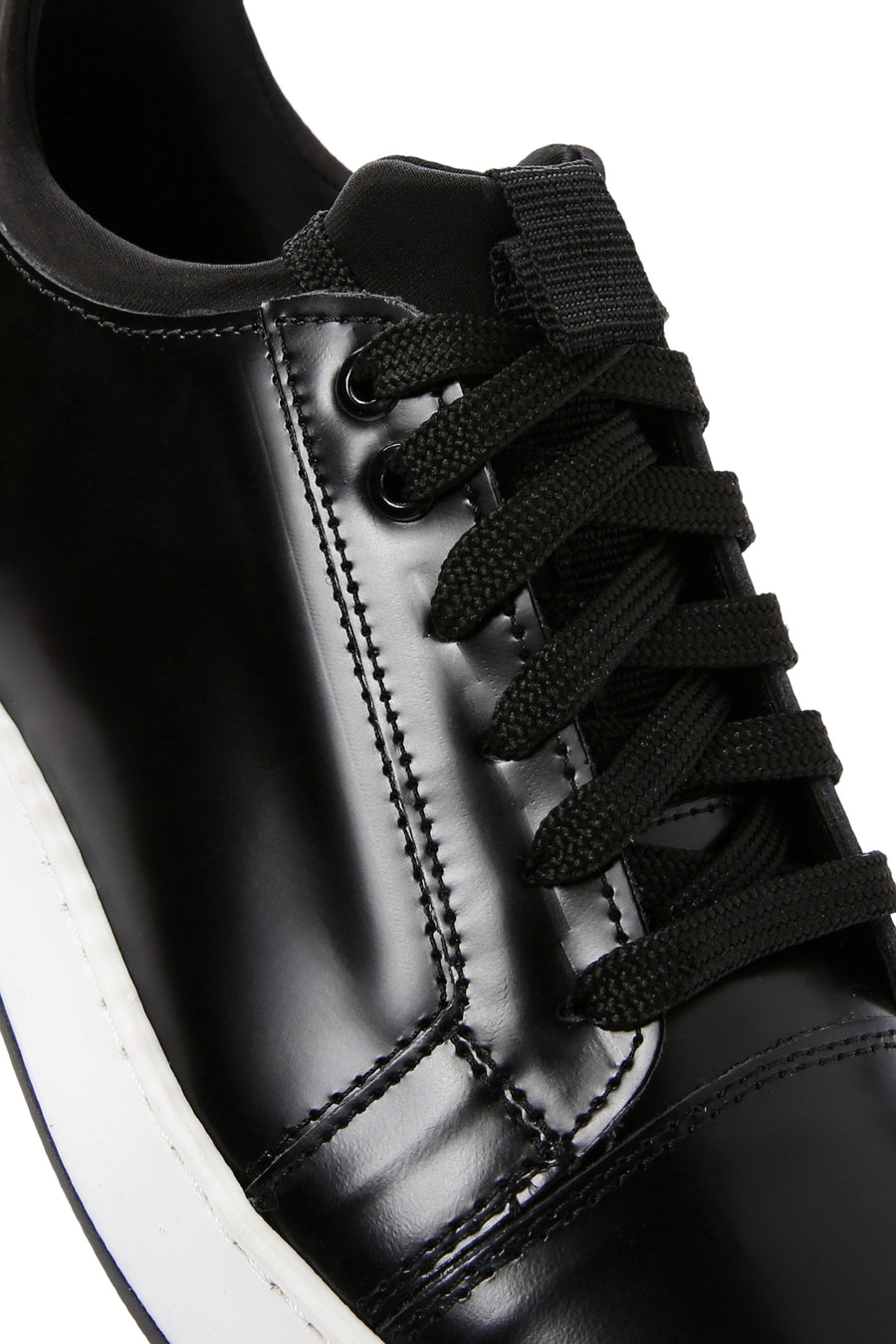 Erkek Siyah Bağcıklı Deri Sneaker