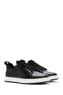 Erkek Siyah Bağcıklı Deri Sneaker | Derimod