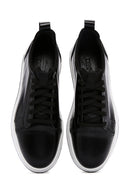 Erkek Siyah Bağcıklı Deri Sneaker | Derimod