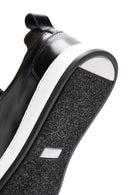 Erkek Siyah Bağcıklı Deri Sneaker | Derimod