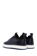 Erkek Lacivert Bağcıklı Deri Sneaker | Derimod