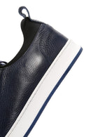 Erkek Lacivert Bağcıklı Deri Sneaker | Derimod