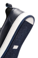 Erkek Lacivert Bağcıklı Deri Sneaker | Derimod