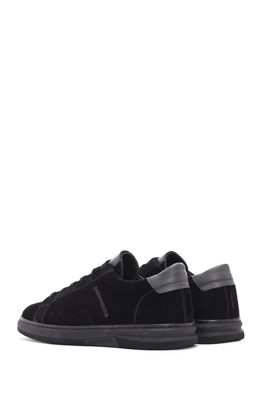 Erkek Siyah Bağcıklı Süet Deri Sneaker