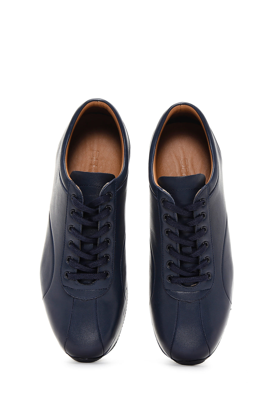 Erkek Lacivert Bağcıklı Deri Casual Sneaker