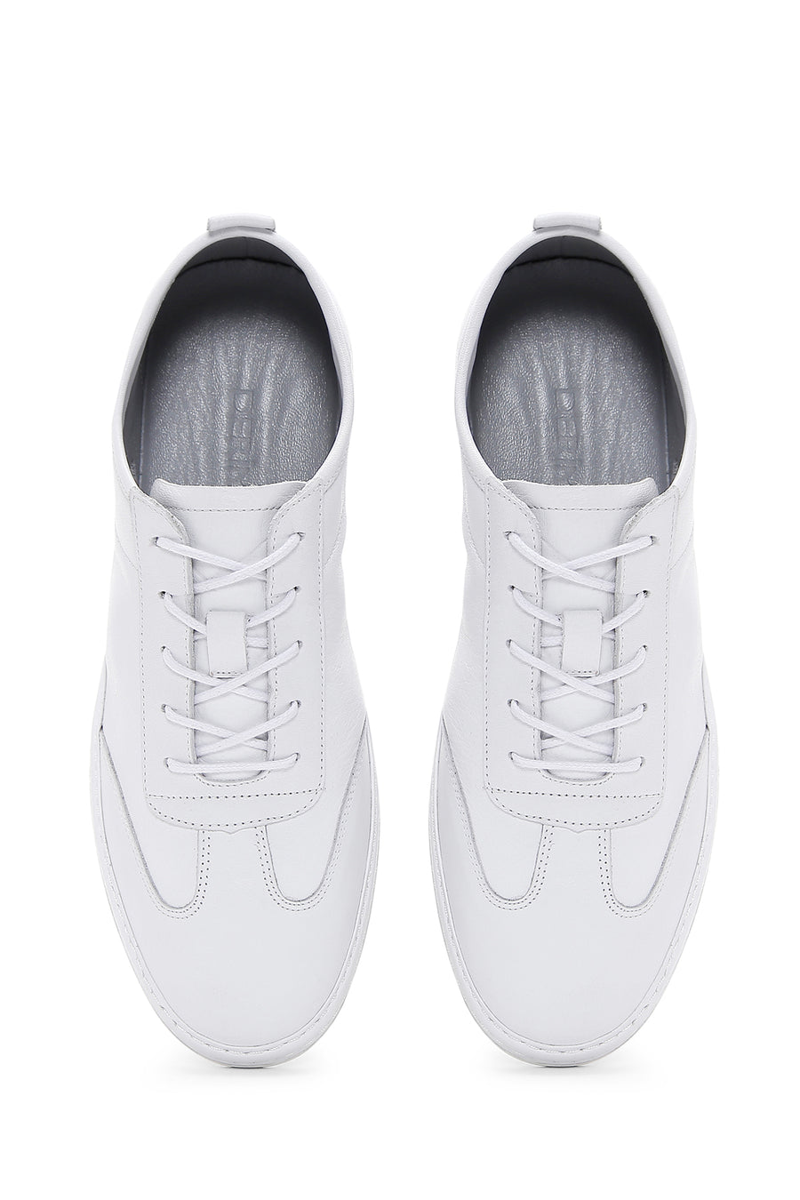 Erkek Beyaz Bağcıklı Deri Sneaker