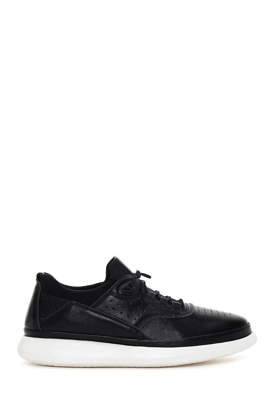 Erkek Siyah Bağcıklı Deri Sneaker 24SFD674618 | Derimod