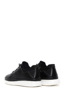 Erkek Siyah Bağcıklı Deri Sneaker | Derimod