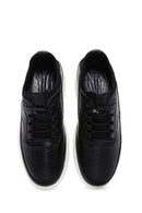 Erkek Siyah Bağcıklı Deri Sneaker | Derimod