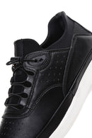 Erkek Siyah Bağcıklı Deri Sneaker | Derimod