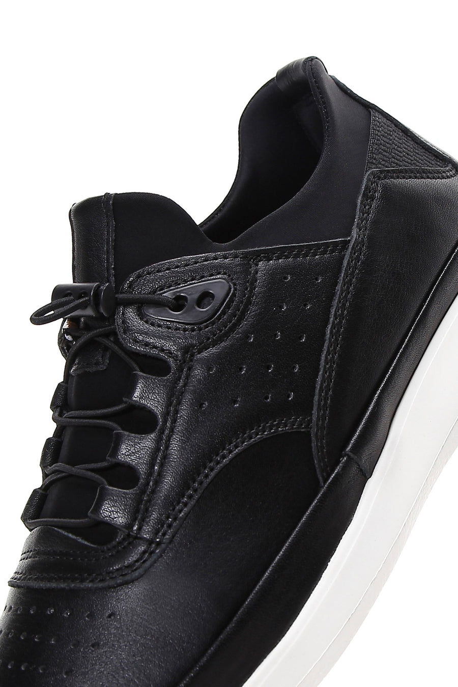 Erkek Siyah Bağcıklı Deri Sneaker