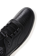 Erkek Siyah Bağcıklı Deri Sneaker | Derimod