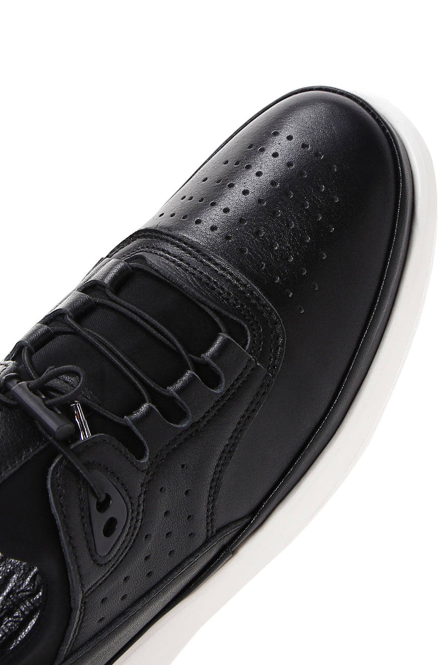 Erkek Siyah Bağcıklı Deri Sneaker