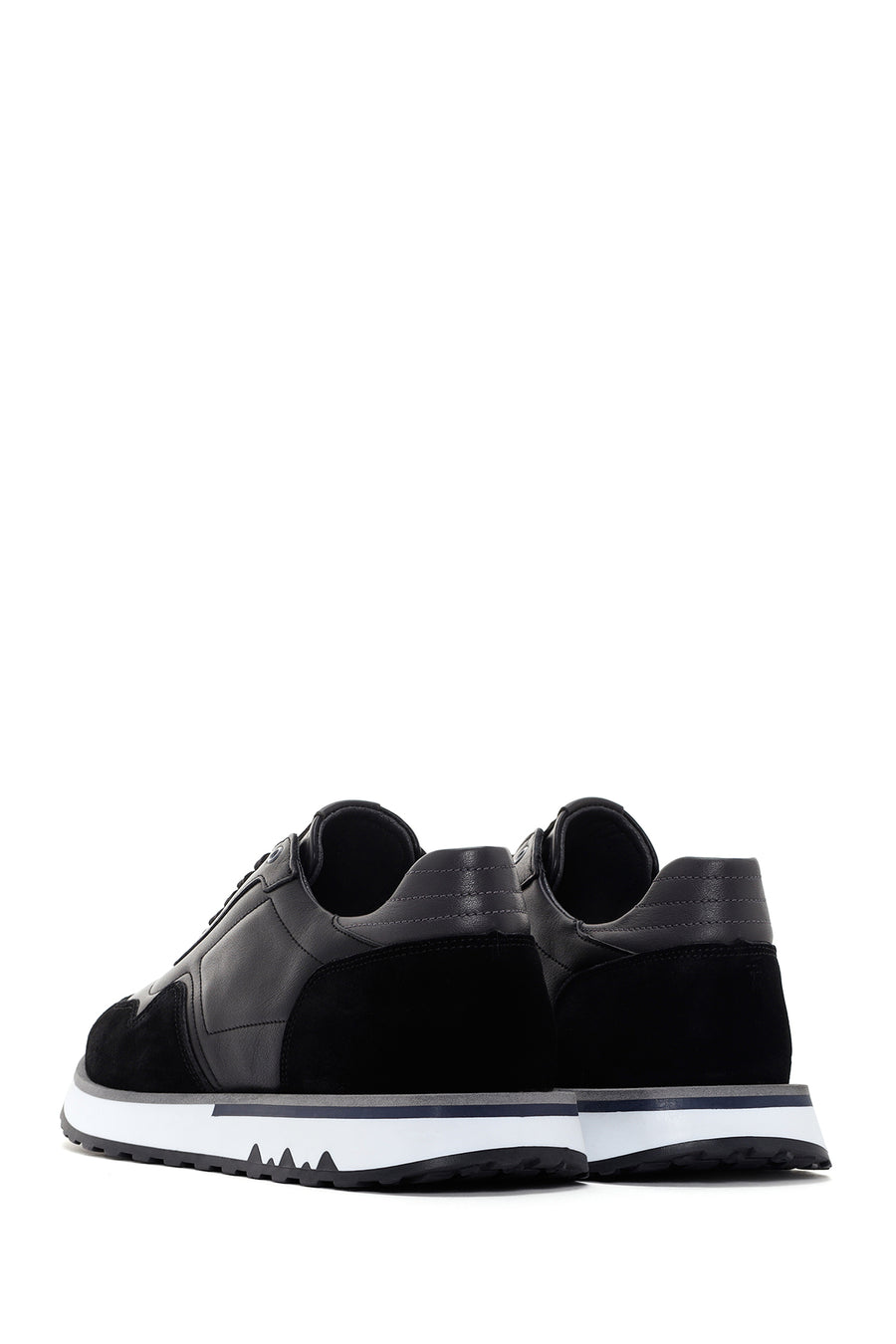 Men's Black Thick Sole Lace-up Leather Casual Sneaker